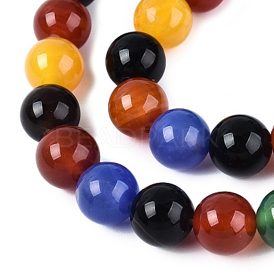 Natural Agate(Dyed & Heated) Beads Strands G-Q604-8MM-01-1