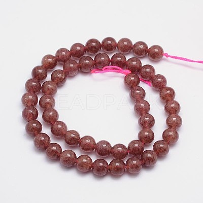 Natural Strawberry Quartz Round Bead Strands LS-G-L411-25-8mm-1
