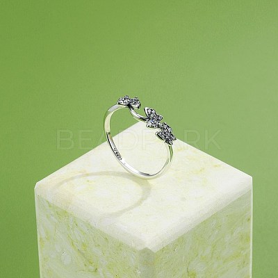 Anti-Tarnish Rhodium Plated 925 Sterling Silver Cuff Rings RJEW-BB66961-1