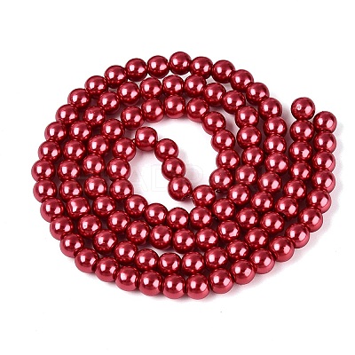 Baking Paint Pearlized Glass Pearl Round Bead Strands X-HY-Q330-8mm-51-1