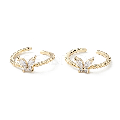 Butterfly Clear Cubic Zirconia Cuff Ring RJEW-M146-12G-1