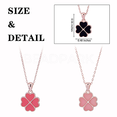Four Leaf Clover Pendant Necklace Sterling 925 Silver Lucky Four Leaf Clover Necklace Adjustable Temperature-sensitive Color Changing Pendant Necklaces Jewelry Gift for Women JN1087A-1