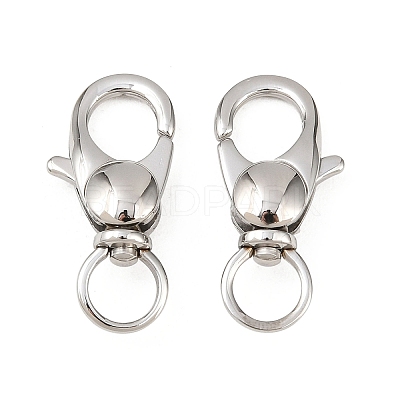 Tarnish Resistant 304 Stainless Steel Swivel Lobster Claw Clasps STAS-R065-10-1