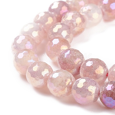 Round Natural Electroplated Strawberry Quartz Beads G-P447-B03-01-1