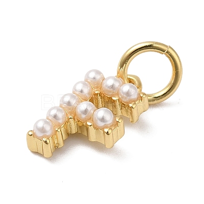 Rack Plating Brass with ABS Plastic Imitation Pearl Charms KK-B092-30F-G-1