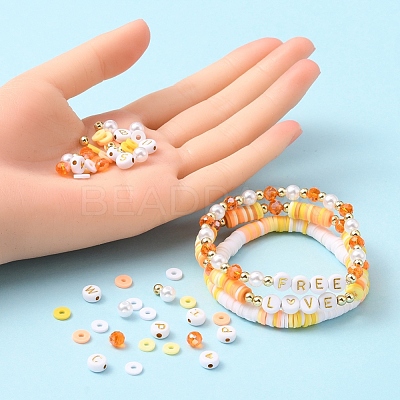 DIY Letter & Imitation Pearl & Heishi Beads Bracelet Making Kit DIY-YW0005-23B-1