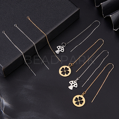 8Pcs 4 Style Brass Stud Earring Findings KK-BC0011-84-1