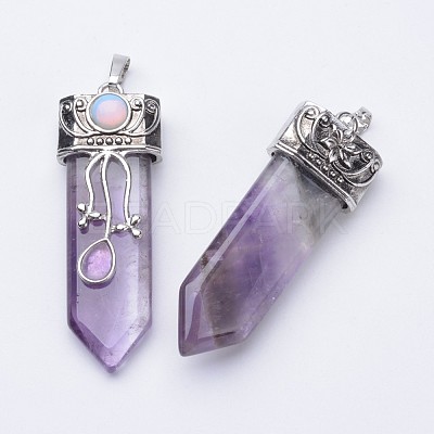 Natural Amethyst Big Pointed Pendants X-G-F340-05H-1