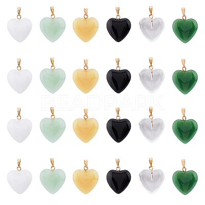 24Pcs 6 Style Spray Painted Glass Pendants GLAA-HY0001-07-1