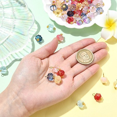 100Pcs 10 Colors Transparent Spray Paint Glass Pendants PALLOY-CJ00123-1