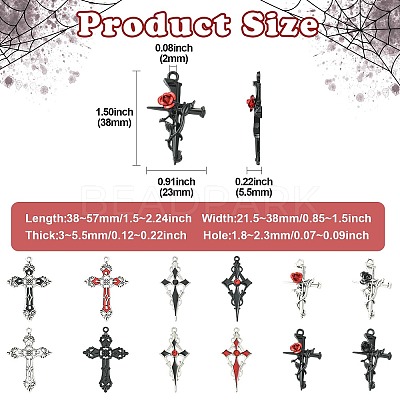 48Pcs 12 Styles Tibetan Style Alloy Pendants FIND-CJ0005-16-1