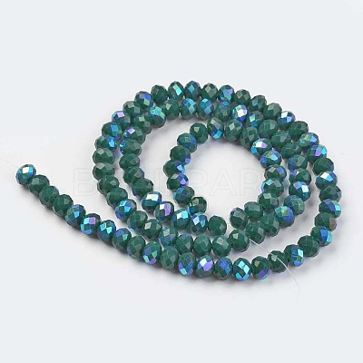 Electroplate Opaque Solid Color Glass Beads Strands EGLA-A044-P6mm-L12-1