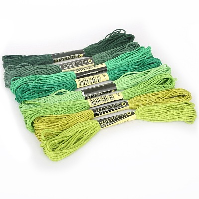 8 Skeins 8 Colors Gradient Color 6-Ply Cotton Embroidery Floss PW-WG66837-03-1
