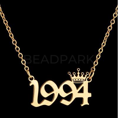 Crown Birth Year 201 Stainless Steel Pendant Necklaces for Women FS-WG4E8F2-15-1