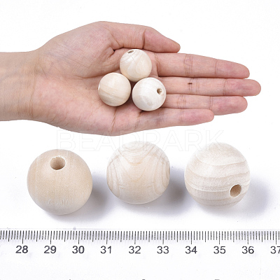 Natural Unfinished Wood Beads WOOD-S651-A25mm-LF-1