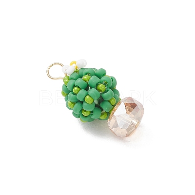 Glass Seed Beaded Cactus Pendants PALLOY-MZ00860-02-1