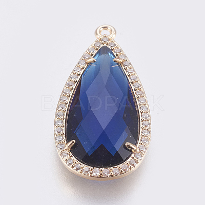 Brass Glass Pendants KK-O105-01KCG-G-1