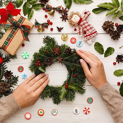 50Pcs 10 Styles Christmas Theme Handmade Polymer Clay Beads CLAY-YW0002-02-1