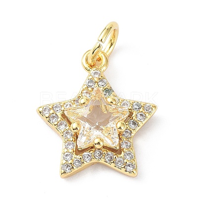 Brass Cubic Zirconia Charms X-ZIRC-C022-07G-1