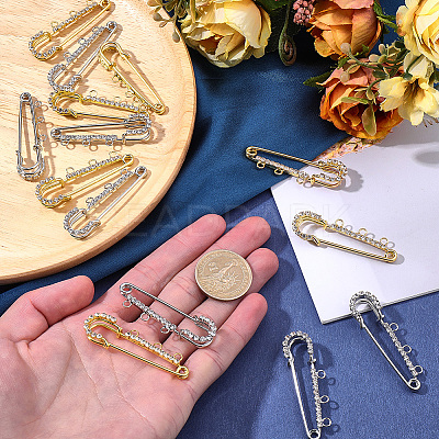 16Pcs 2 Colors Iron Rhinestone Safety Pins FIND-SC0022-23B-1