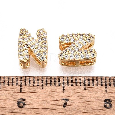 Brass Micro Pave Clear Cubic Zirconia Beads KK-T071-17G-N-1