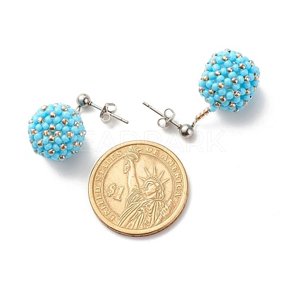 TOHO Japanese Seed Beads Dangle Stud Earrings EJEW-JE04762-02-1