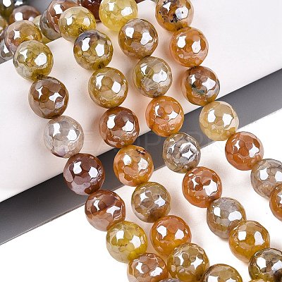 Electroplate Natural Agate Beads Strands G-T131-55-31-1
