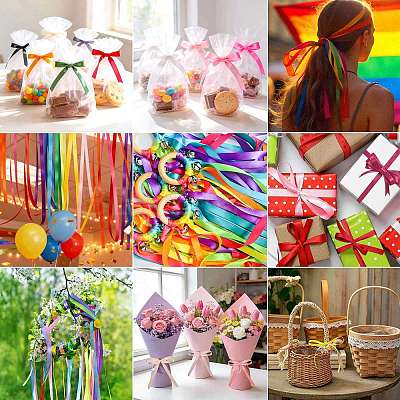 8Rolls 3 Colors Single Face Satin Ribbon OCOR-FS0001-08-1
