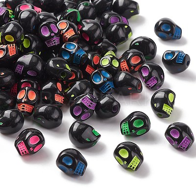 Opaque Black Acrylic Beads MACR-YW0002-80-1
