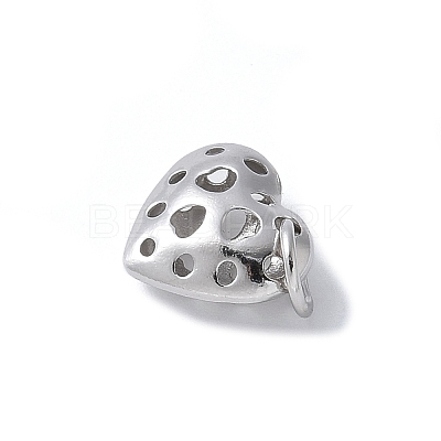 925 Sterling Silver 3D Hollow Heart Charms STER-M099-01P-1