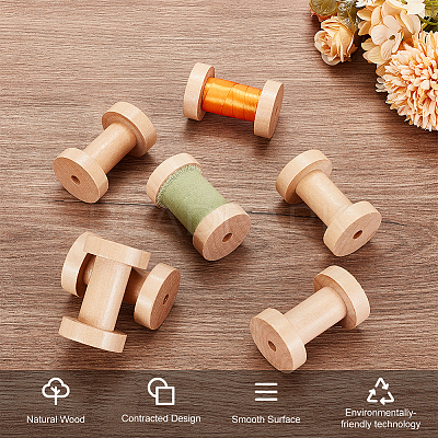 Retro Wood Sewing Cross Stitch Embroidery Thread Storage Bobbins WOOD-WH0124-66-1