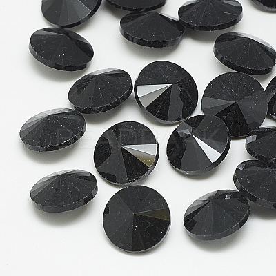 Pointed Back Glass Rhinestone Cabochons X-RGLA-T086-14mm-02-1
