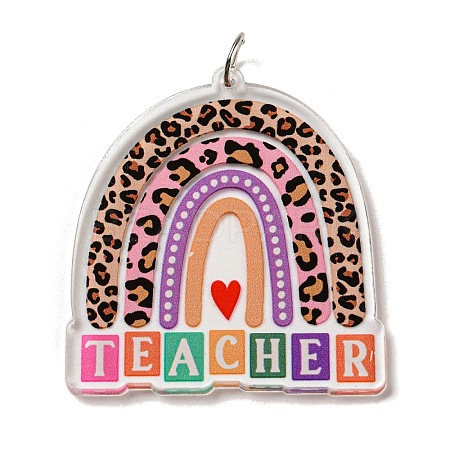 Teachers' Day Double-Sided Printed Acrylic Pendants OACR-G030-03F-1