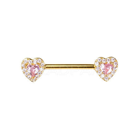 Brass Rose Rhinestone Heart Barbell Nipple Rings FS-WGE2017-02-1
