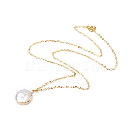 Plated Natural Baroque Pearl Keshi Pearl Beads Necklaces X-NJEW-JN02218-1