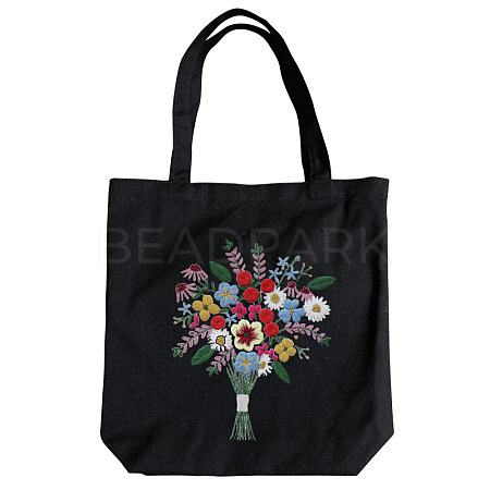DIY Flower Bouquet Pattern Tote Bag Embroidery Kit PW22121376160-1