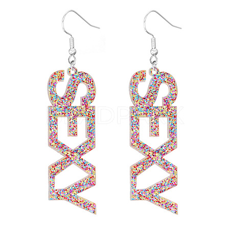 Bling Acrylic Word Sexy Dangle Earrings GIPO-PW0001-017P-1