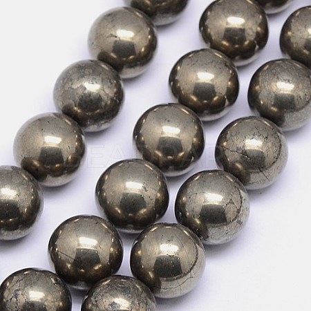Natural Pyrite Beads Strands G-L031-16mm-01-1