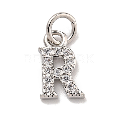 Initial Letter Brass with Cubic Zirconia Charms KK-Q814-26R-P-1