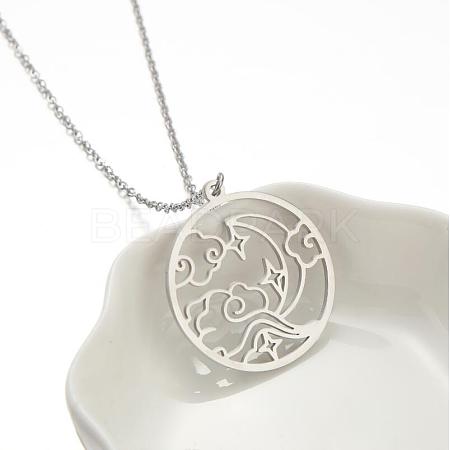 304 Stainless Steel Hollow Pendant Necklaces FS-WGE7531-07-1