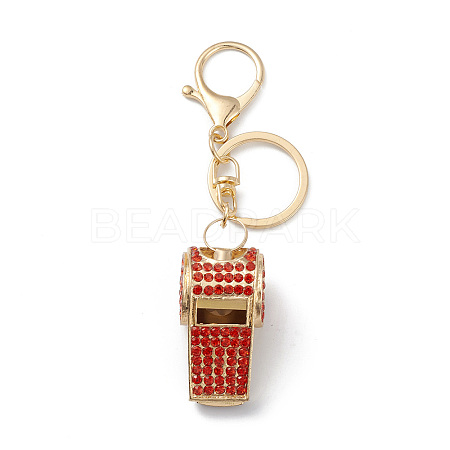 Shining Zinc Alloy Rhinestone Whistle Pendant Keychain LS-KEYC-O014-01G-02-1