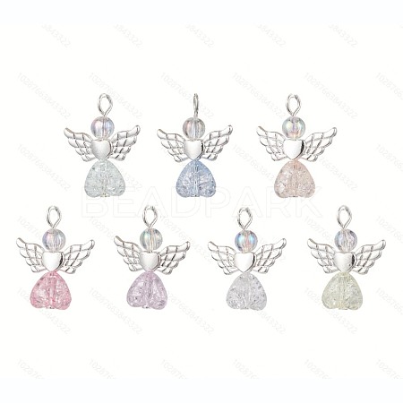 60Pcs Heart Angel Acrylic Pendant Decorations HJEW-JM02538-01-S-1