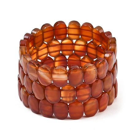 Natural Carnelian Oval Beaded Stretch Bracelet G-E010-01-33-1