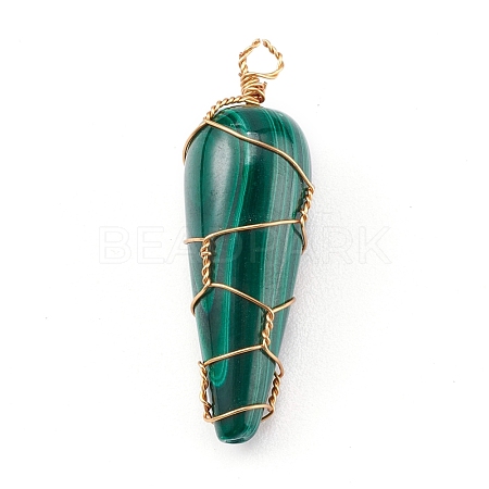 Natural Malachite Pendants PALLOY-JF00642-1