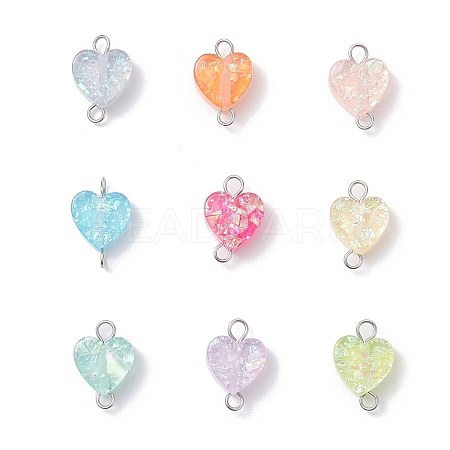 Transparent Resin Heart Links Connector Charms PALLOY-JF04449-02-1