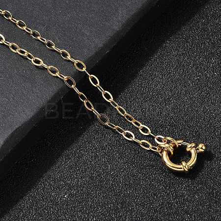 304 Stainless Steel Cable Chain Necklaces with Spring Ring Clasps for Women NJEW-Z091-15G-1