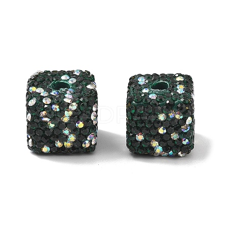 Cube Shape Polymer Clay Rhinestone Beads CLAY-NH0001-08I-1