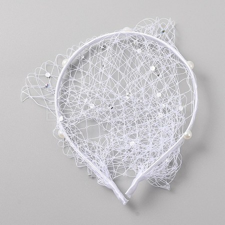 Bridal Rhinestones Pearl Mesh Veil Cloth Hair Bands MRMJ-WH0082-05B-02-1