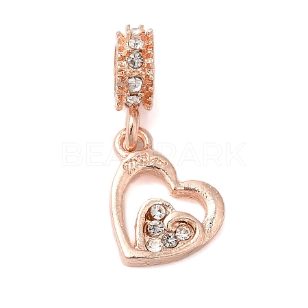 Rack Plating Alloy Crystal Rhinestone European Dangle Charms PALLOY-S189-37RG-1