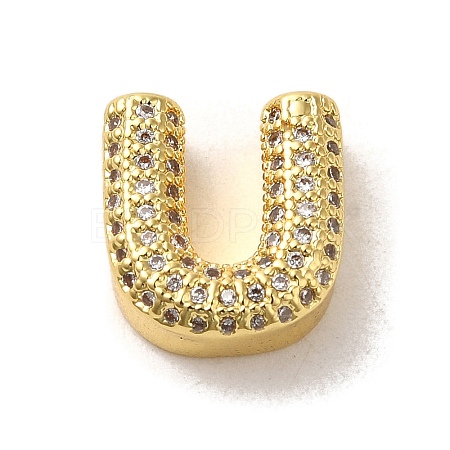 Brass Micro Pave Clear Cubic Zirconia Charms ZIRC-C009-01G-U-1